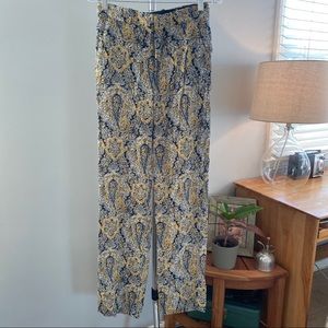 Zara navy and goldenrod print pants